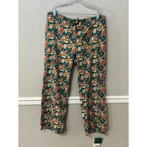 Mahogany Womens Flannel Pajama Pants Hey Santa Christmas Green XL